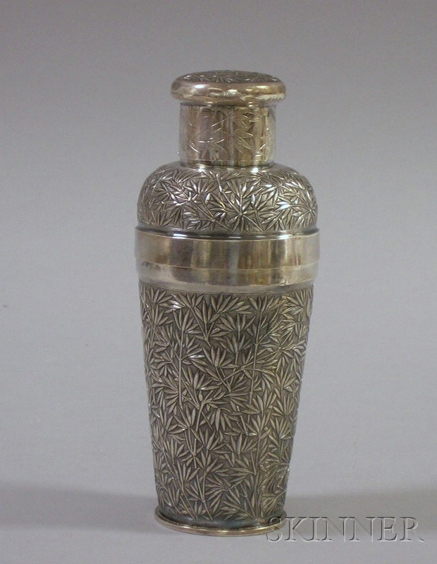 Appraisal: Asian Decorative Silvered Metal Cocktail Shaker ht in