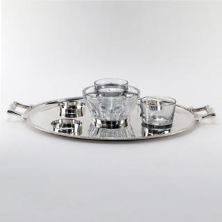 Appraisal: Christofle Gallia Silver Plate Serving Tray with Baccarat Crystal Caviar