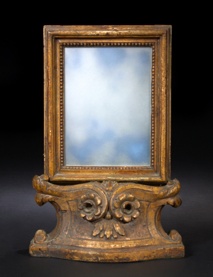 Appraisal: Diminutive Northern Italian Carved Giltwood Toilette Mirror first quarter th