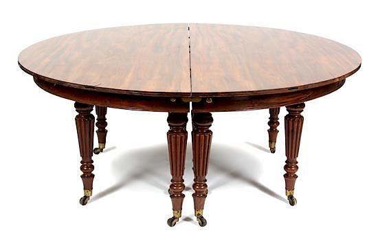 Appraisal: A William IV Style Mahogany Circular Dining Table with Perimeter