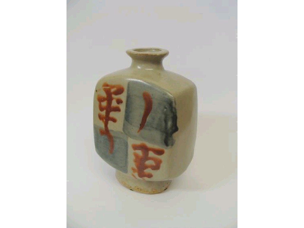 Appraisal: BERNARD LEACH A SLAB SIDED VASE with a narrow neck