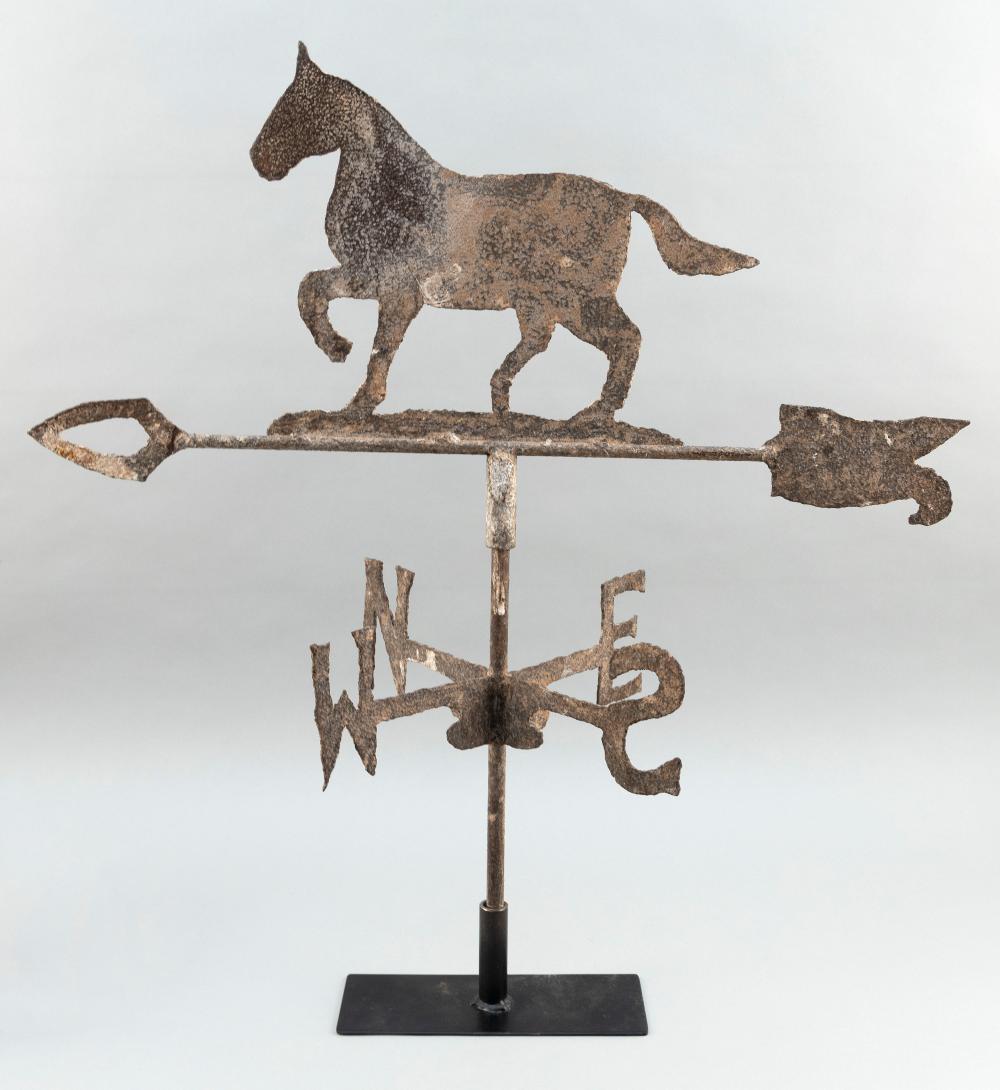 Appraisal: SHEET METAL HORSE-FORM WEATHER VANE TH CENTURY TOTAL HEIGHT SHEET