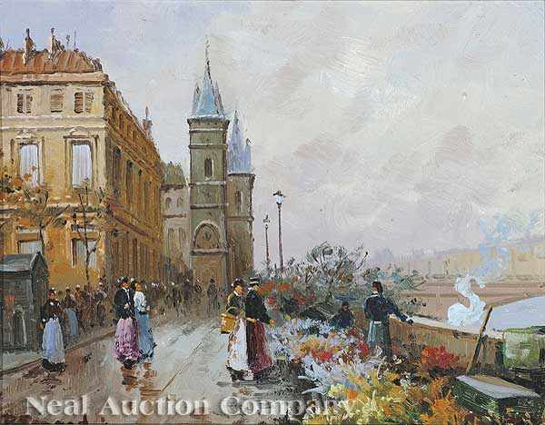 Appraisal: Paul Renard French - The Flower Seller oil on wood