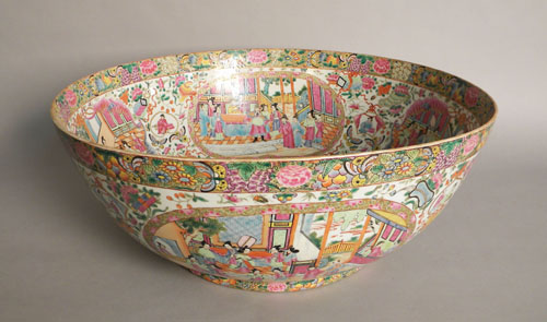 Appraisal: Massive Chinese export rose medallion porcelain bowl h dia