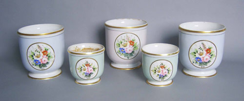 Appraisal: Five Portuguese porcelain planters three are h and two are