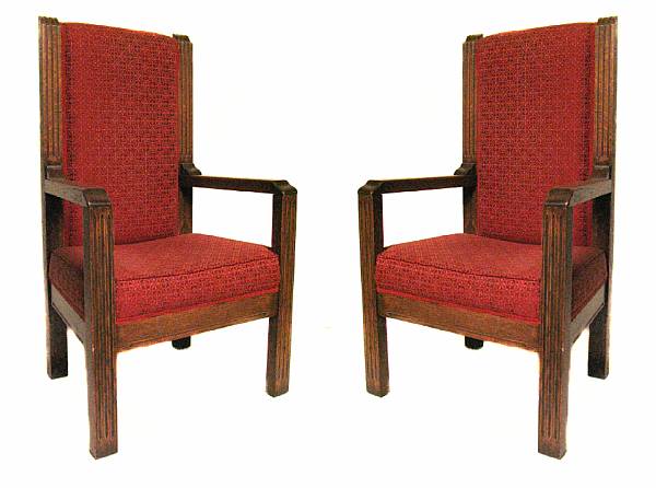 Appraisal: A pair of oak armchairs height ft width in depth