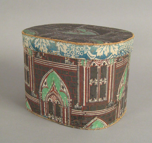 Appraisal: Pennsylvania wallpaper hat box early mid th c h dia