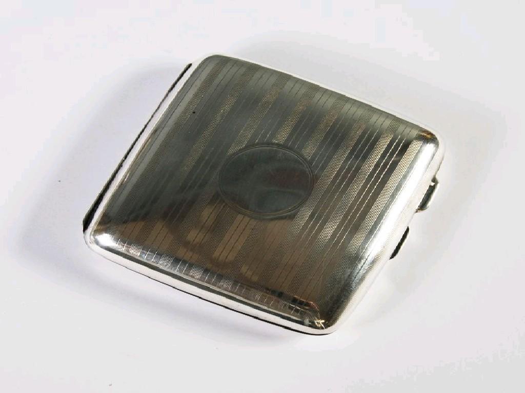 Appraisal: SILVER POCKET CIGARETTE CASE square curved and cushion shaped with