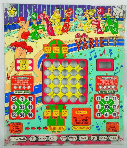 Appraisal: Glass from Variety Pinball Machine Game Description Bally Manufacturing Company