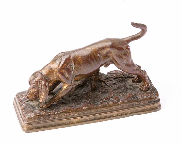 Appraisal: A French patinated bronze model of a hound cast after