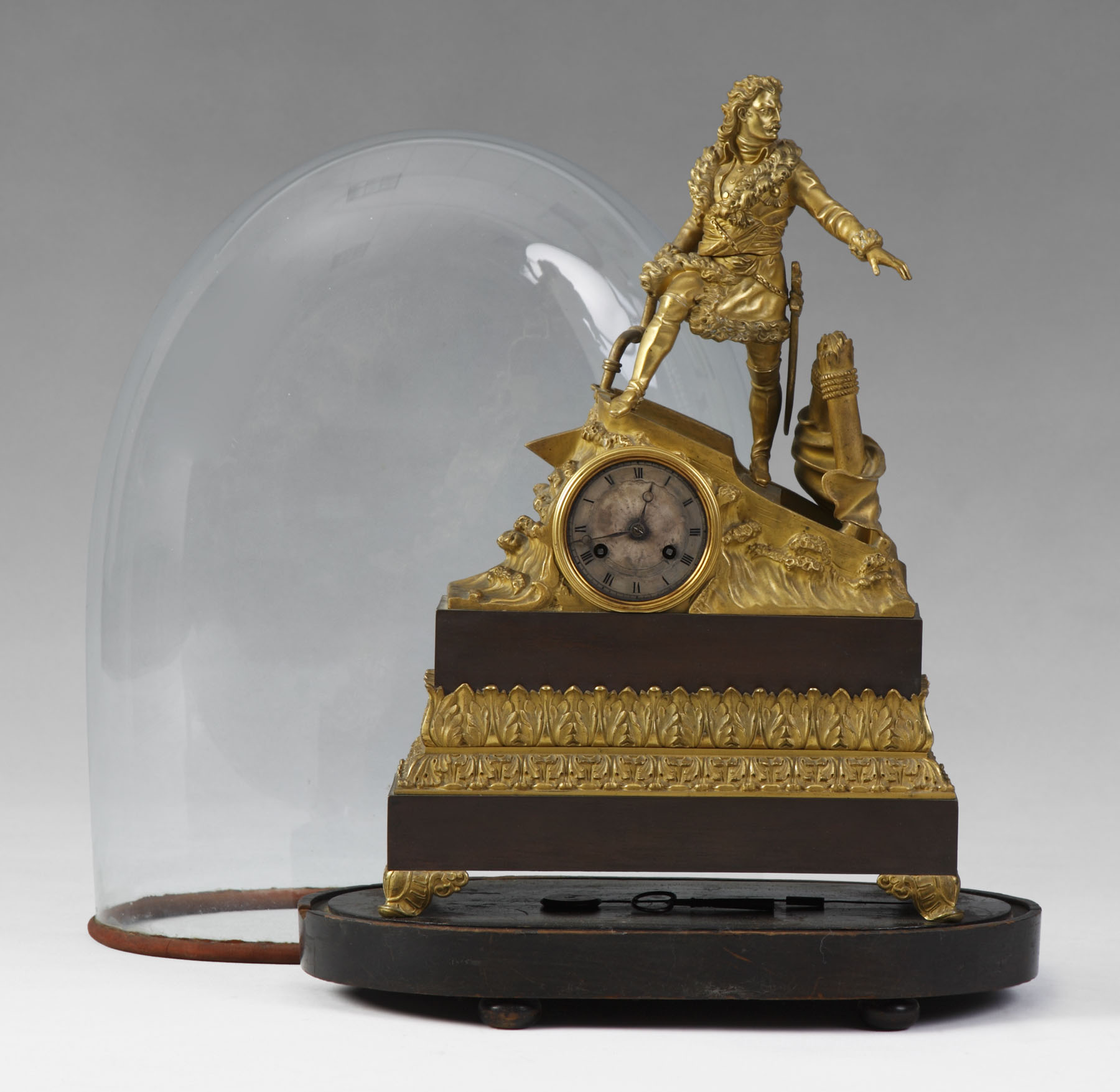 Appraisal: Fine French Bronze Clock Gilt bronze bronze patinated case under