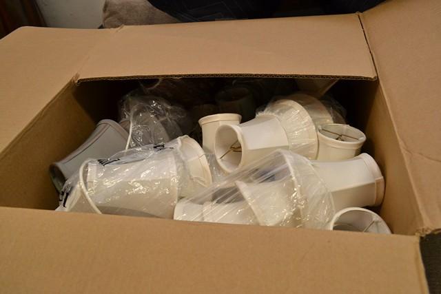 Appraisal: A BOX OF CONTEMPORARY LIGHT SHADES A BOX OF CONTEMPORARY