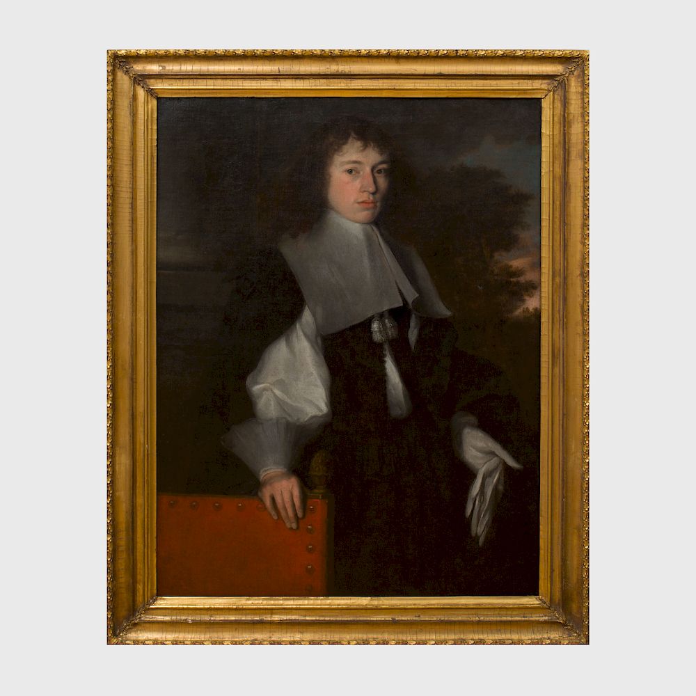 Appraisal: European School Portrait of a Gentleman in a White Collar