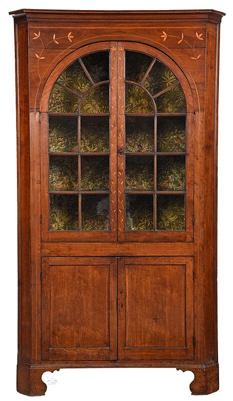 Appraisal: Sondley Family Rare Federal Inlaid Corner Cupboard attributed to Columbia