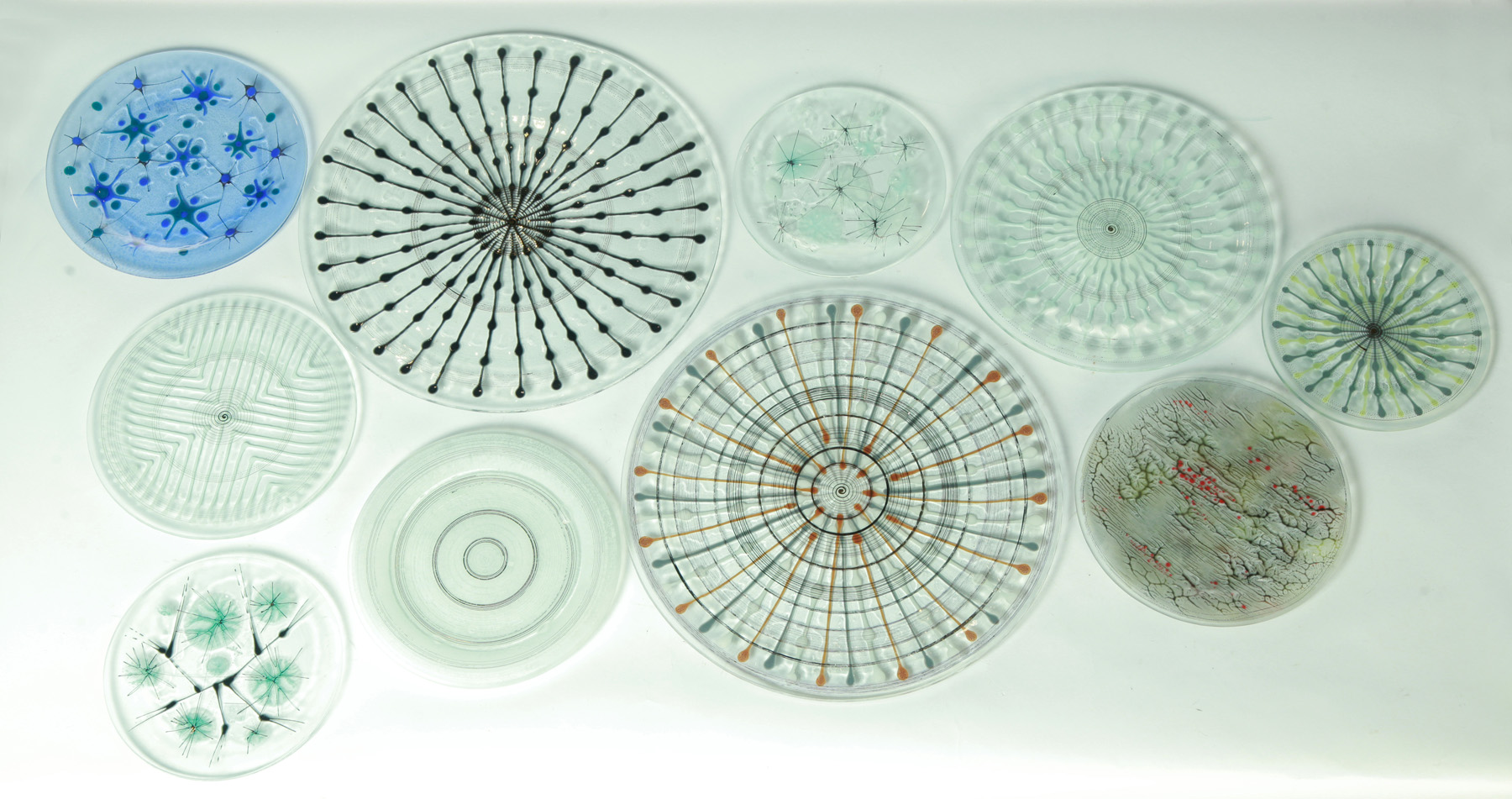 Appraisal: TEN HIGGINS ART GLASS PLATES Illinois nd half- th century