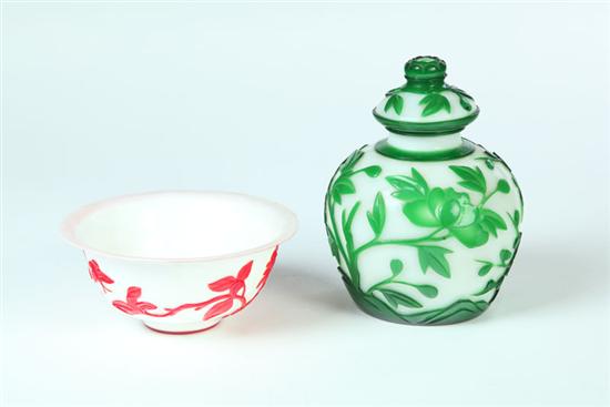 Appraisal: TWO PIECES OF PEKING GLASS Asian th century Red over