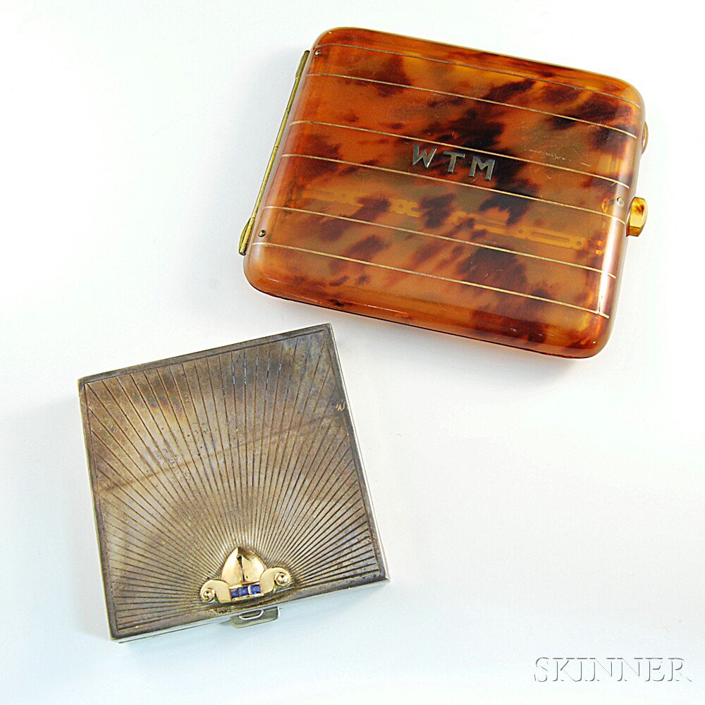 Appraisal: Two Cases a faux tortoiseshell cigarette case and a gold