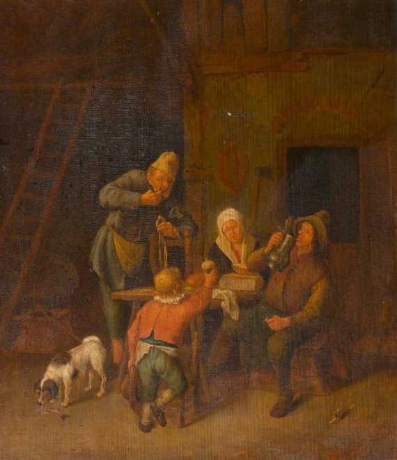 Appraisal: OSTADE ADRIAN VAN Haarlem Circle of Farmhouse room Oil on