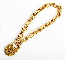 Appraisal: A ct gold fancy link bracelet with a padlock clasp