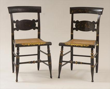 Appraisal: Pair of Federal Rosewood-Grained and Stenciled 'Fancy' Chairs with Cane