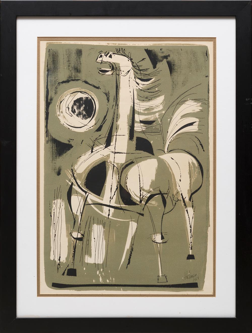 Appraisal: Robert Helmer American Louisiana - Horse and Sun color linocut