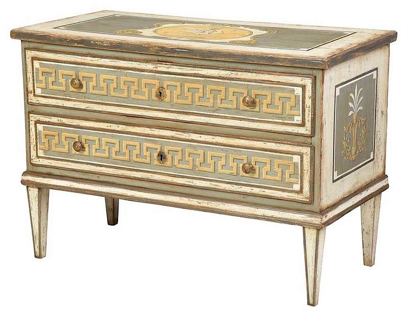 Appraisal: Italian Neoclassical Paint Decorated Commode Continental th th century frame