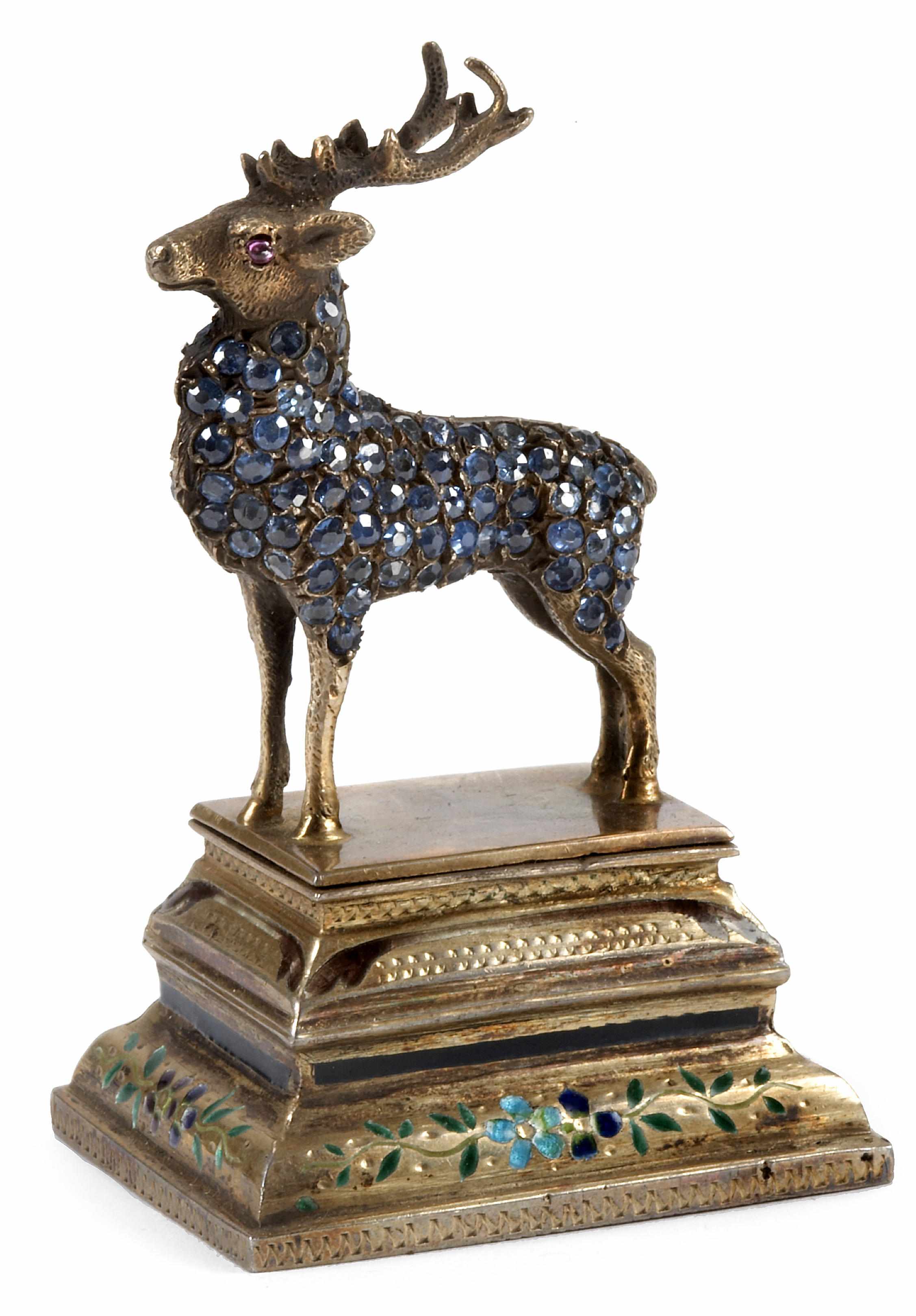 Appraisal: A Continental silver gilt and gem set figure of a