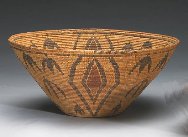 Appraisal: A Panamint polychrome basket Tightly woven and showing series of