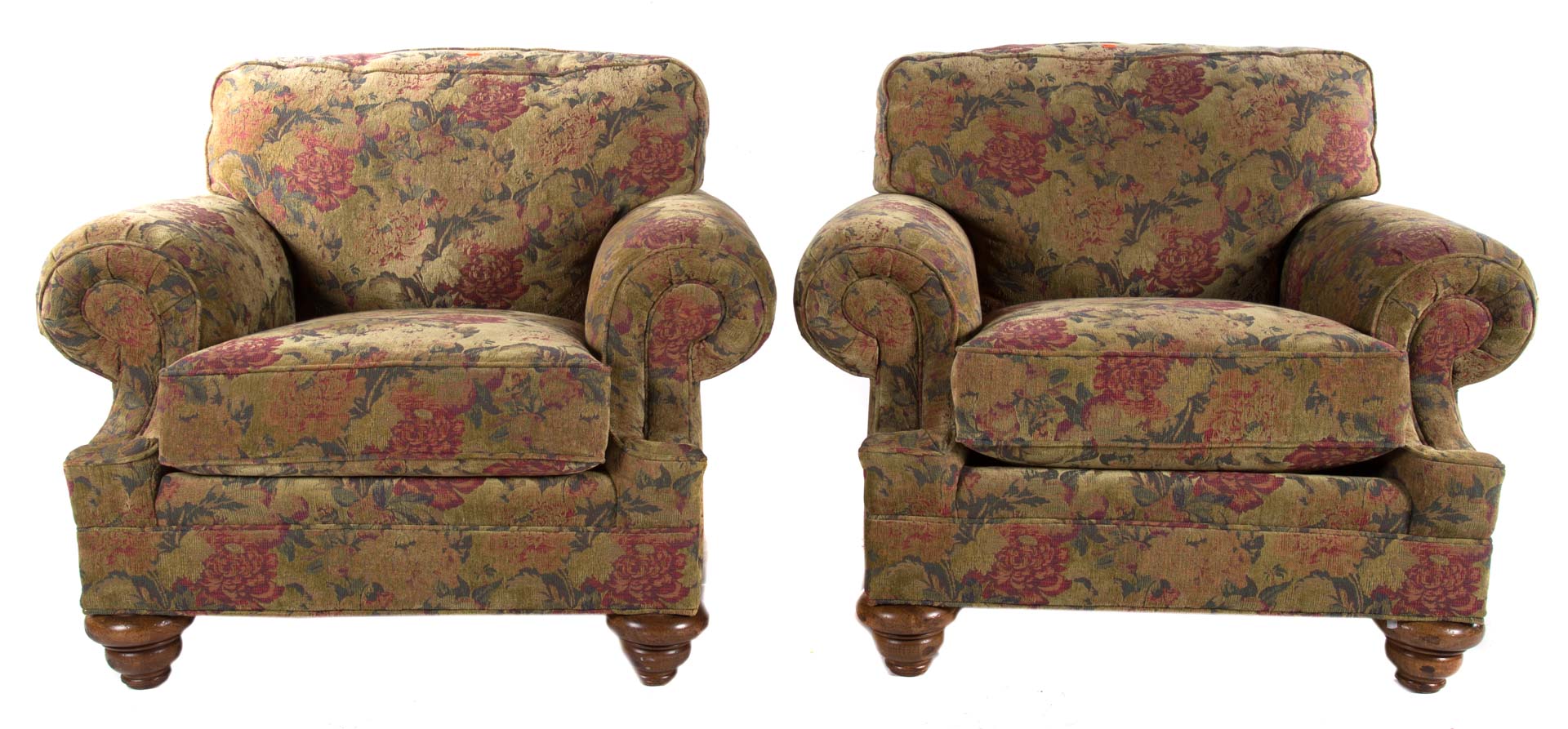 Appraisal: Pair of contemporary upholstered club chairs Wesley Hall chenille upholstered