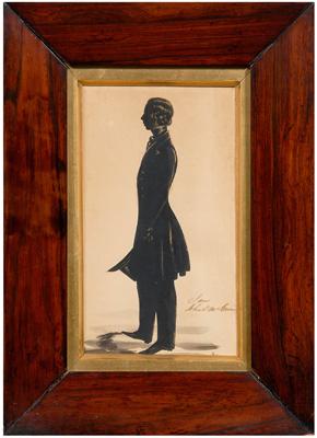 Appraisal: th century full-length silhouette gentleman facing left holding top hat