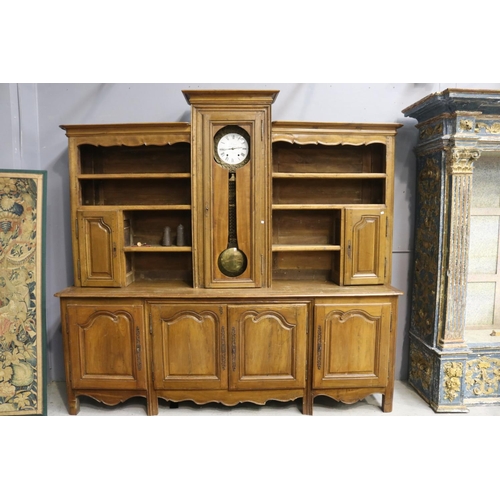 Appraisal: Antique French oak Vaisselier buffet with central comtoise clock enamel