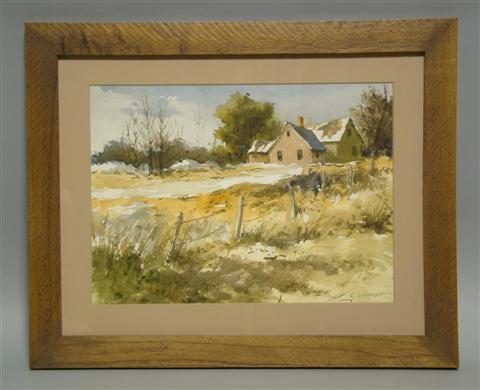 Appraisal: EDWARD GARBELY AMERICAN - WINTER FARM SCENE Watercolor on paper