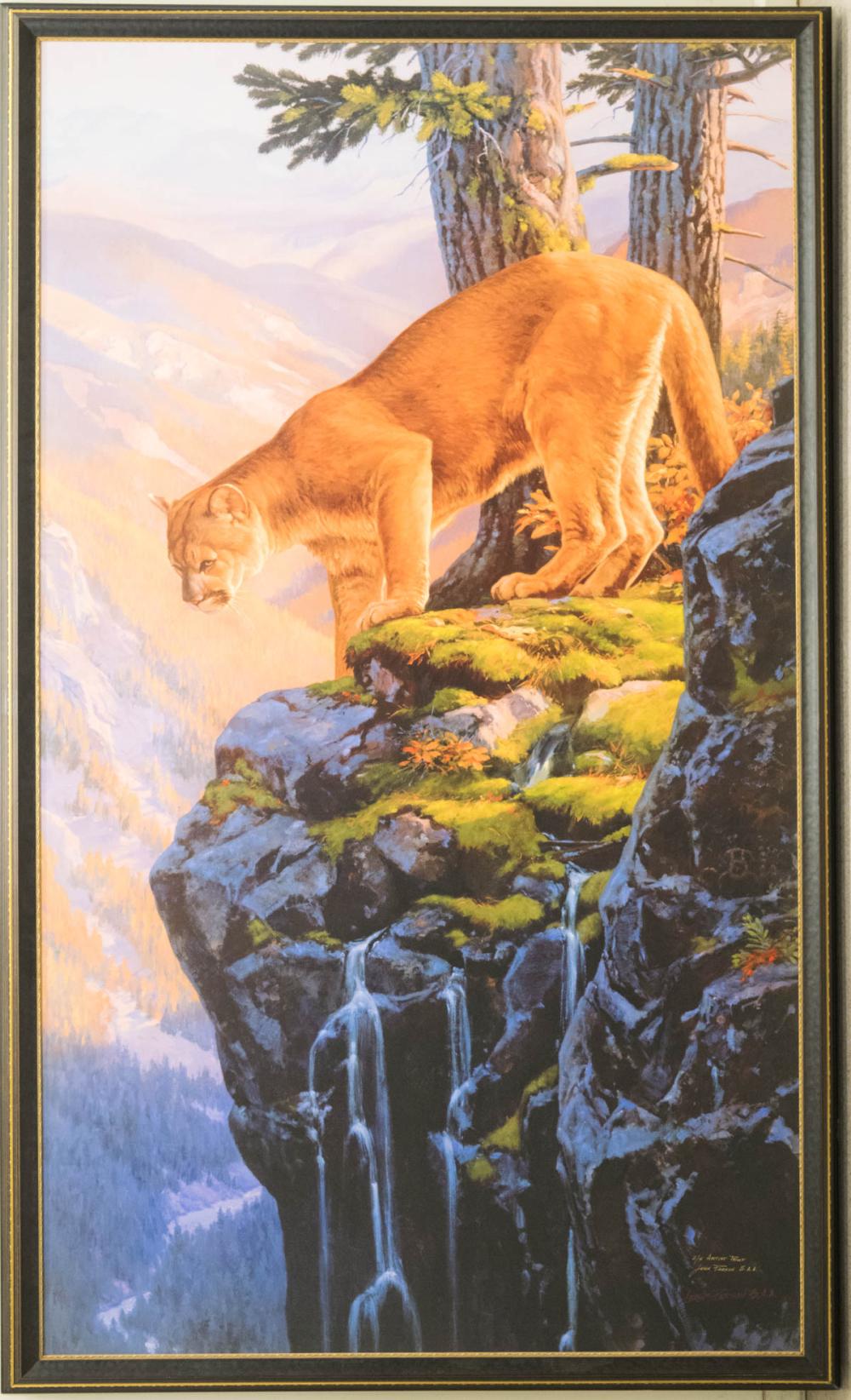 Appraisal: LEON PARSON Idaho born giclee on canvas cougar mountain lion