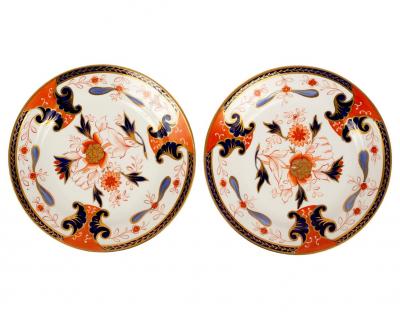 Appraisal: A pair of Swansea dessert plates painted in the Imari