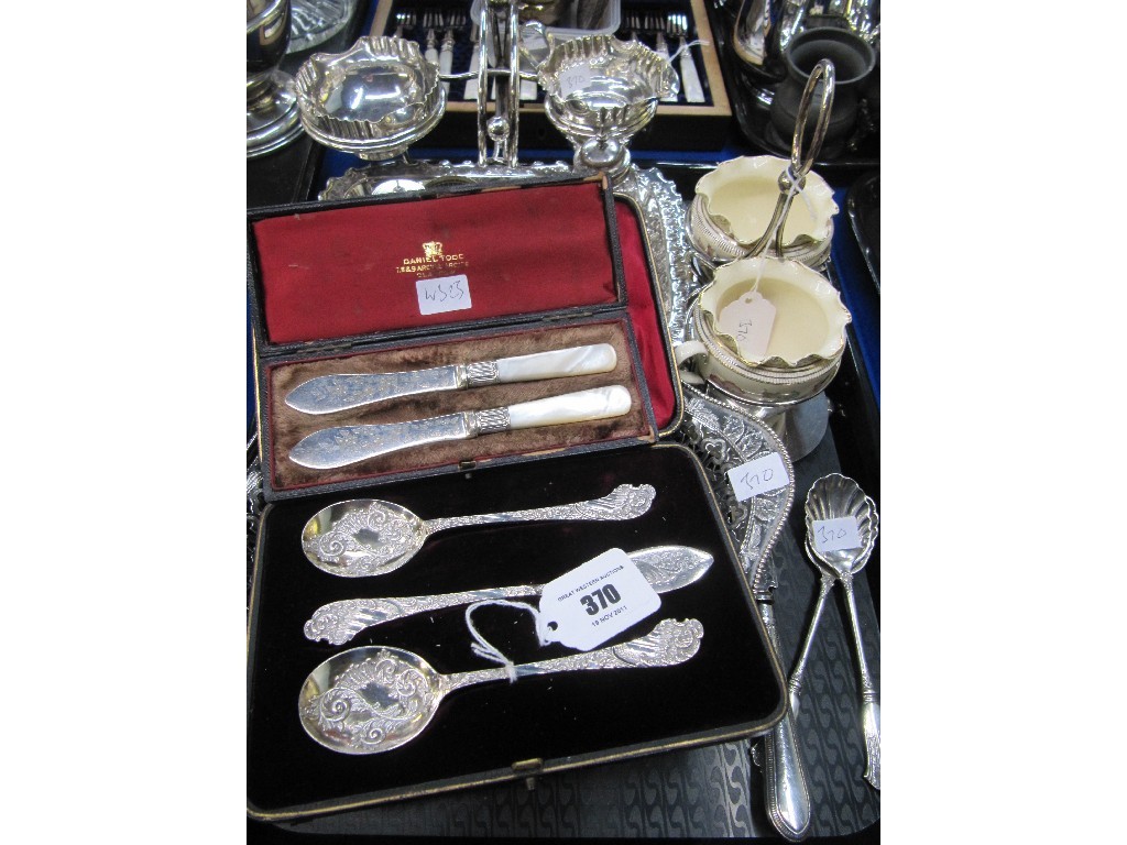 Appraisal: Tray lot of EP - strawberry set cream and sugar