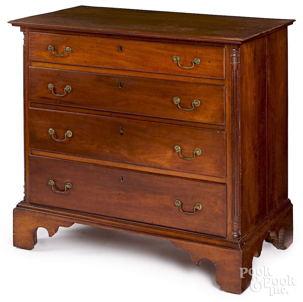 Appraisal: New England Chippendale cherry chest of drawers New England Chippendale