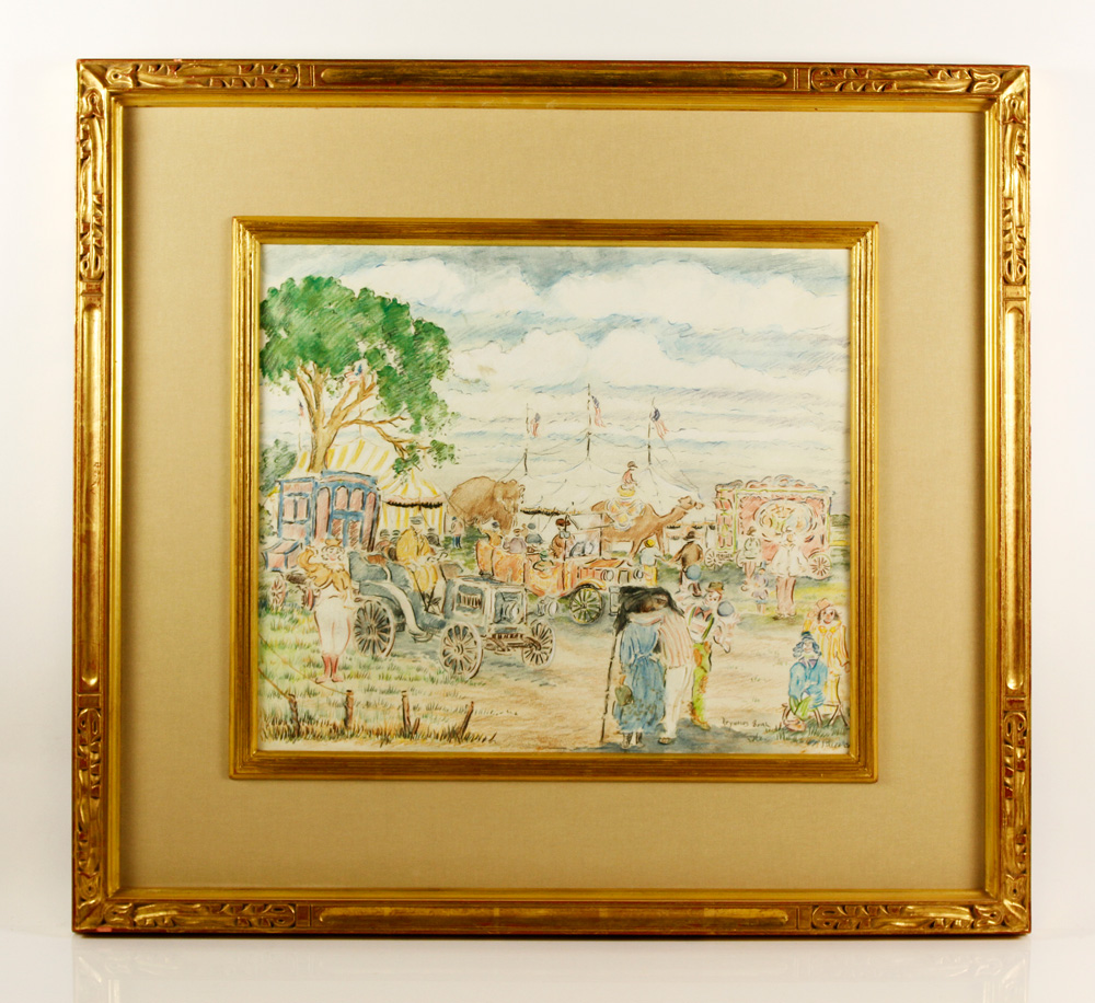 Appraisal: - Beal Circus Moving into Town Colored Pencil Reynolds Beal