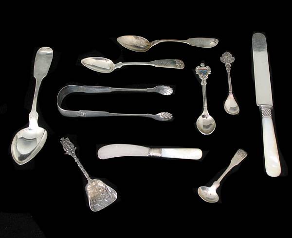 Appraisal: A group of coin and sterling flatware Assembled group of