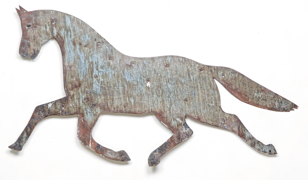 Appraisal: AMERICAN HORSE WEATHERVANE First half th century Sheet metal cut