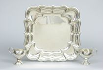 Appraisal: Reed Barton Sterling Tray Hamilton Cream Sugar Windsor square tray