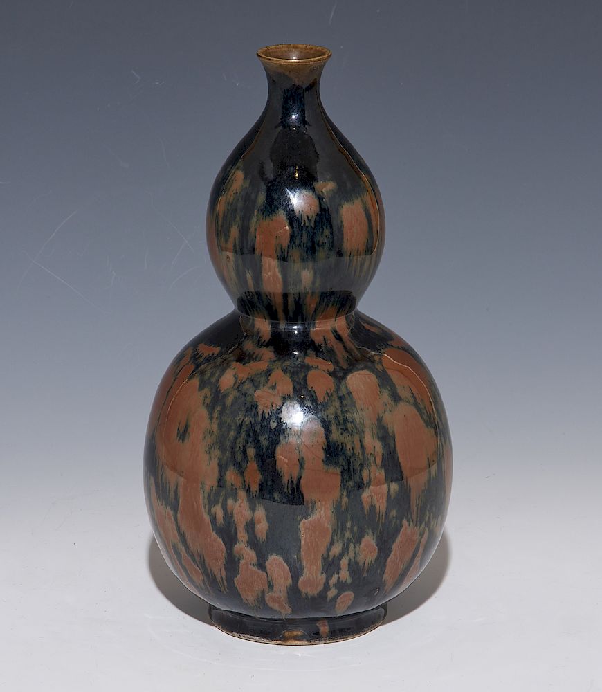 Appraisal: Ding-Type Russet-Splashed Black Double-Gourd Vase Northern Sung Ding-Type Russet-Splashed Black