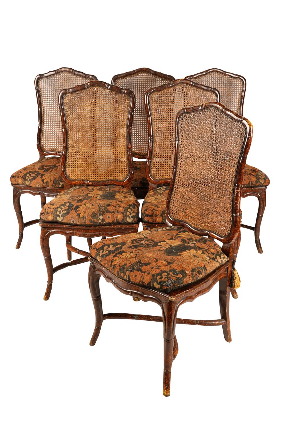 Appraisal: SET OF EIGHT CARVED WOOD DINING CHAIRSafter each with brown