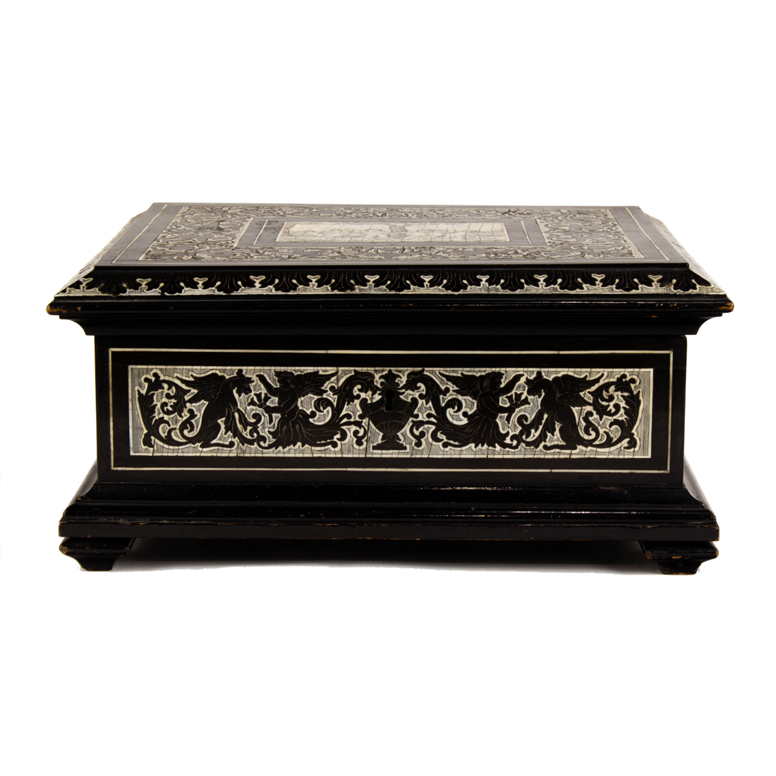 Appraisal: AN ITALIAN RENAISSANCE STYLE BONE INLAID EBONY TABLE BOX BY