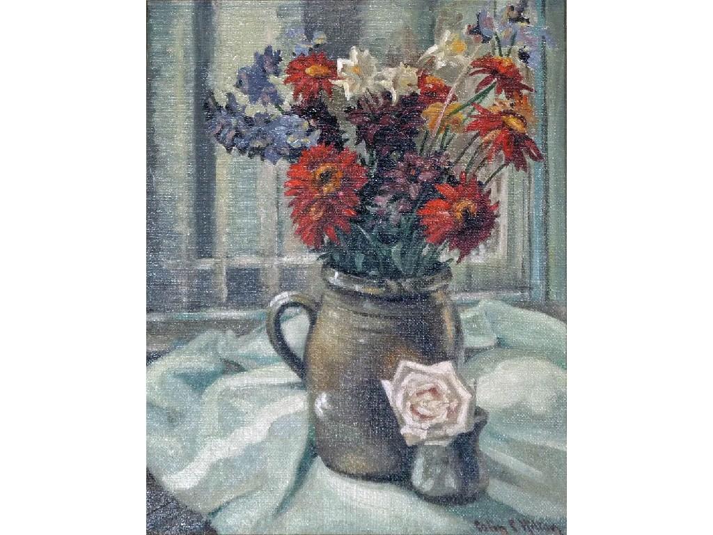 Appraisal: COLIN C HILTON OIL PAINTING ON BOARD 'Summer Bunch' vase