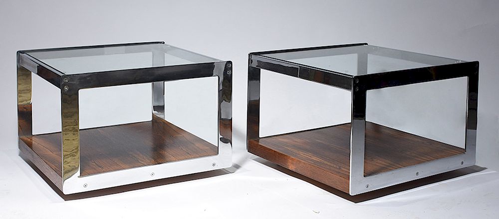 Appraisal: Pair of Richard Young for Merrow Associates chrome and rosewood