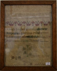 Appraisal: A th century English cross stitch sampler with alphabet numerals