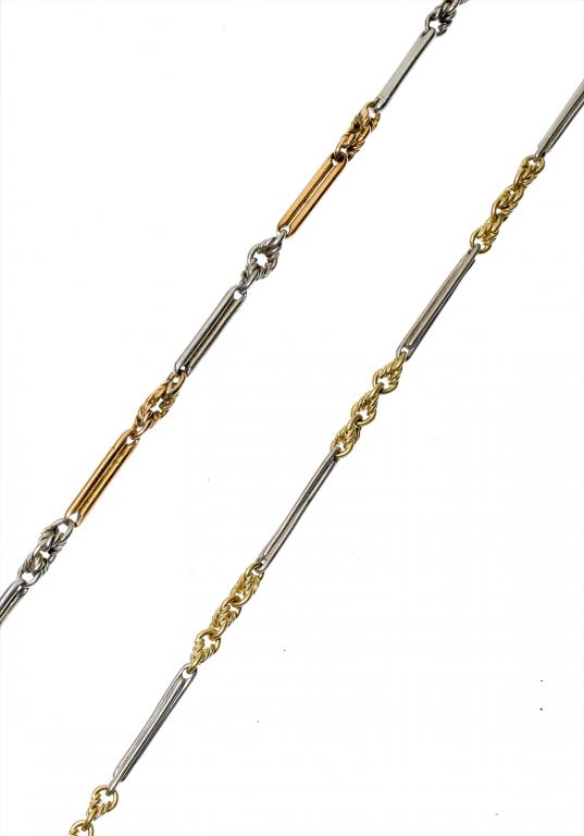 Appraisal: A PLATINUM AND GOLD WATCH CHAIN AND A SIMILAR TWO-COLOUR