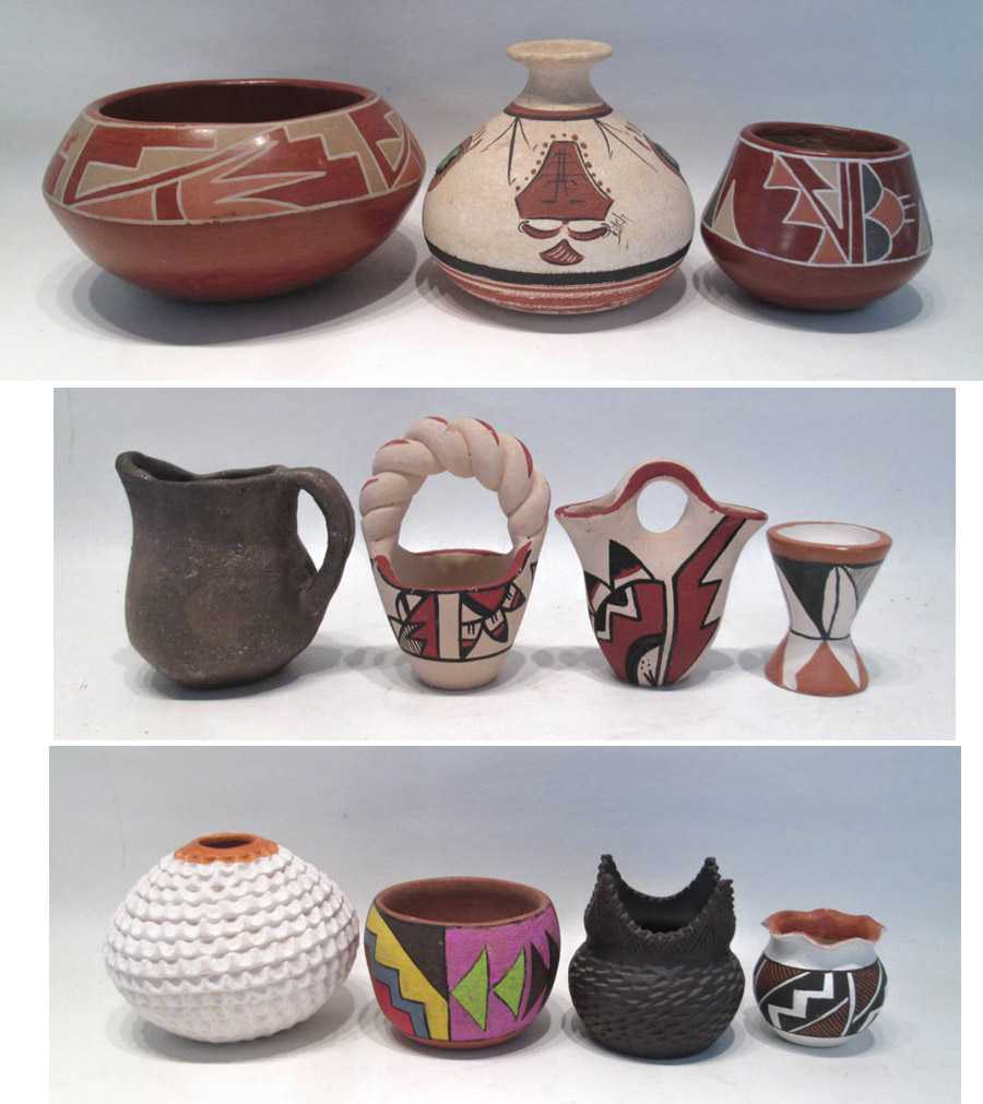 Appraisal: ELEVEN PIECES OF SOUTHWEST NATIVE AMERICAN POTTERY including three bowls