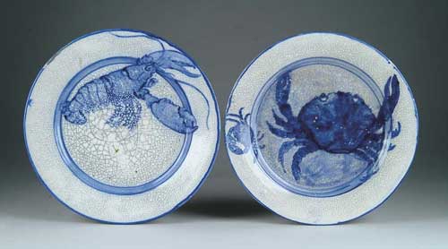 Appraisal: TWO - DEDHAM POTTERY PLATES One decorated with crab the