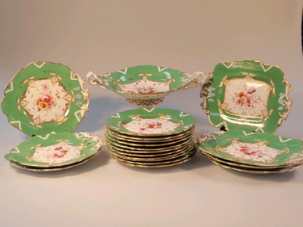 Appraisal: A thC Rockingham style porcelain dessert service decorated with sprays